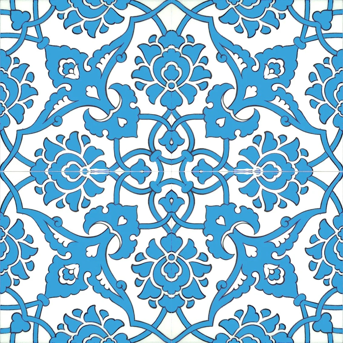 20x20 cm Çini Karo D-83 TURKUAZ